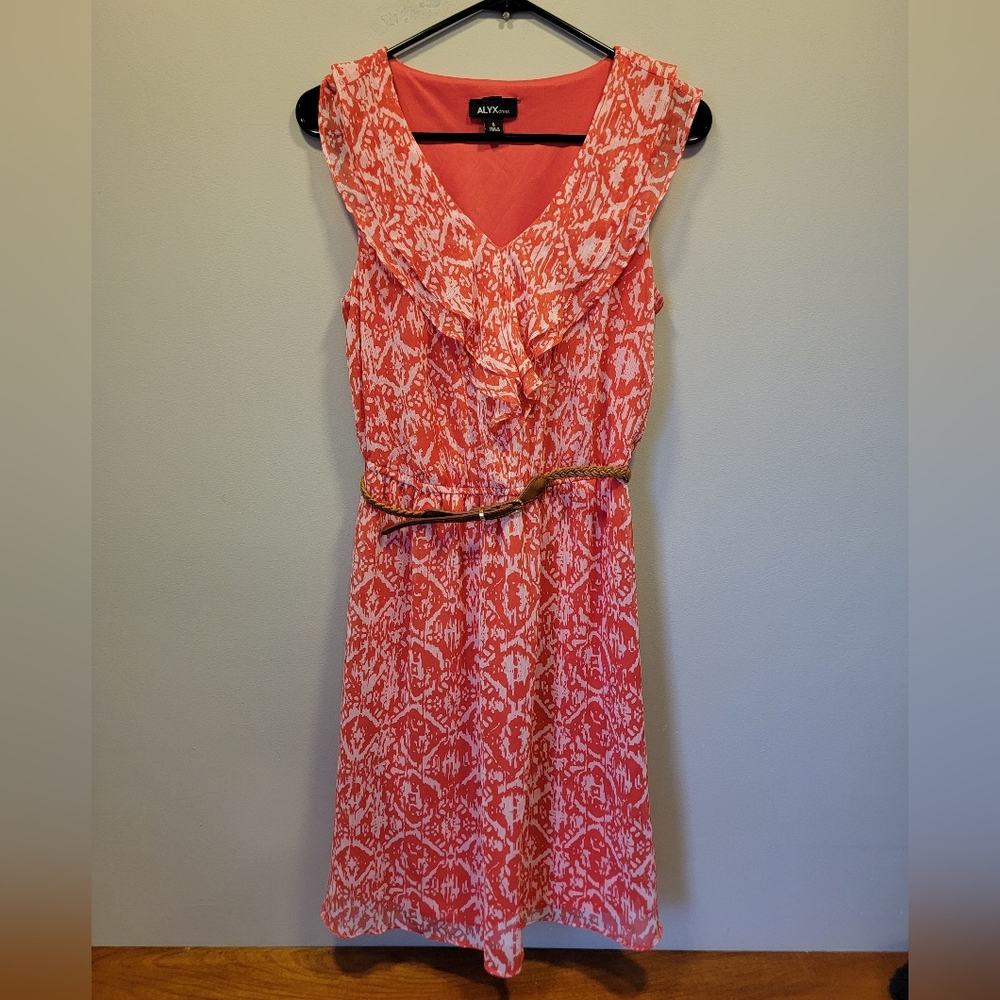 ALYX dress Size 6 Belted Pink Knee length Sleeveless Dress